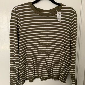 Green and white Stripe Long sleeve tee